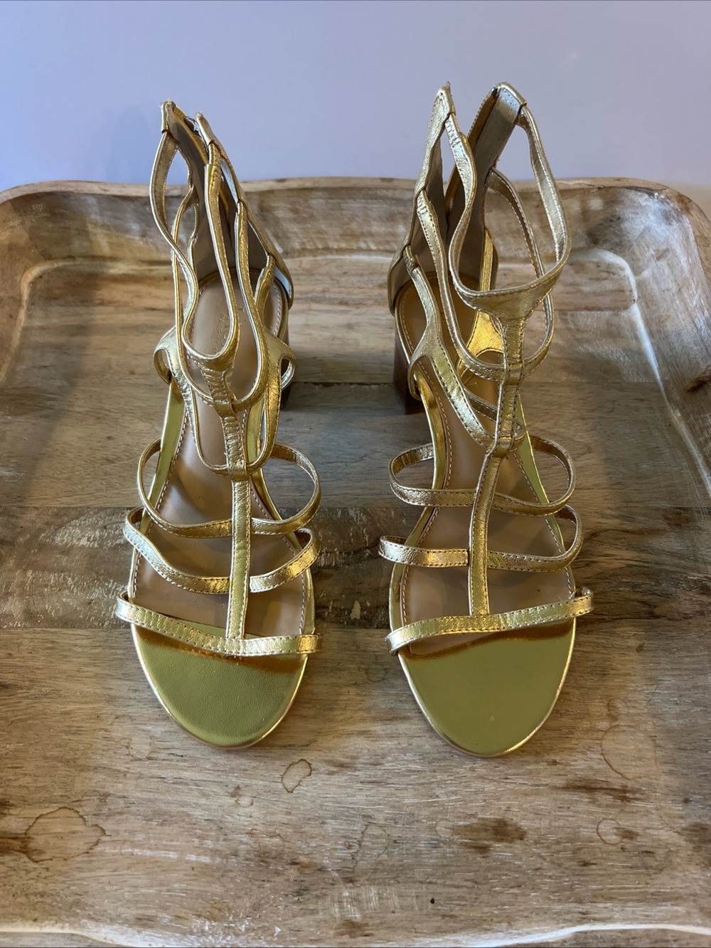 Lauren Ralph Lauren Gold Strappy High-Heel Sandals see photos